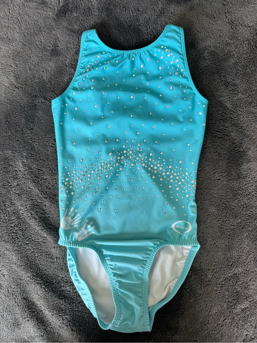 Girls' Turquoise Crystal-Embellished Gymnastics Leotard (GRAVEYARD COLLECTION)